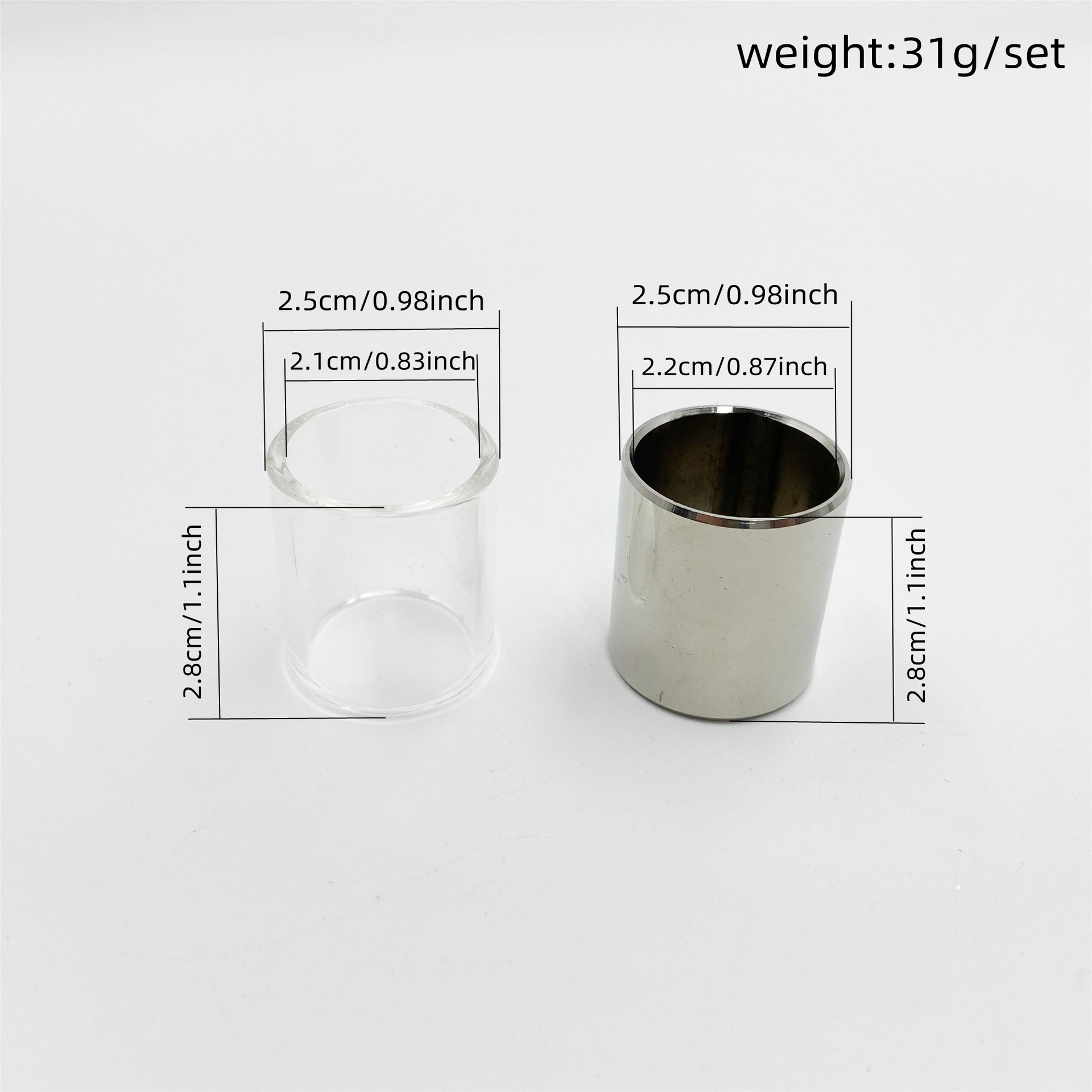 Guitar Slide Tube - Guitar Glass + Stainless Steel Guitar